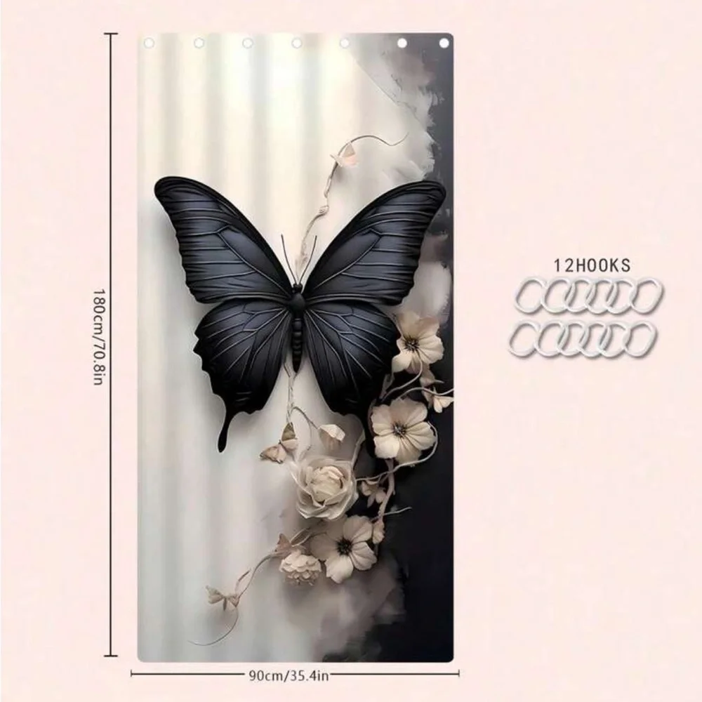Floral Butterfly Shower Curtain NEW 🏷️